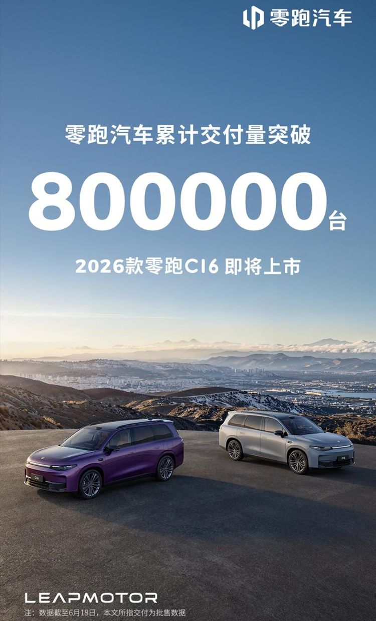 零跑汽车累计交付量突破80万台 2026款零跑C16即将上市