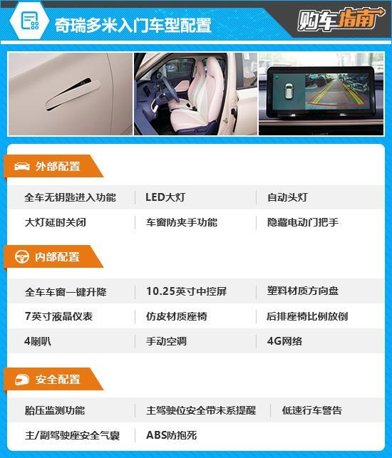推荐305km舒享型 奇瑞多米购车指南