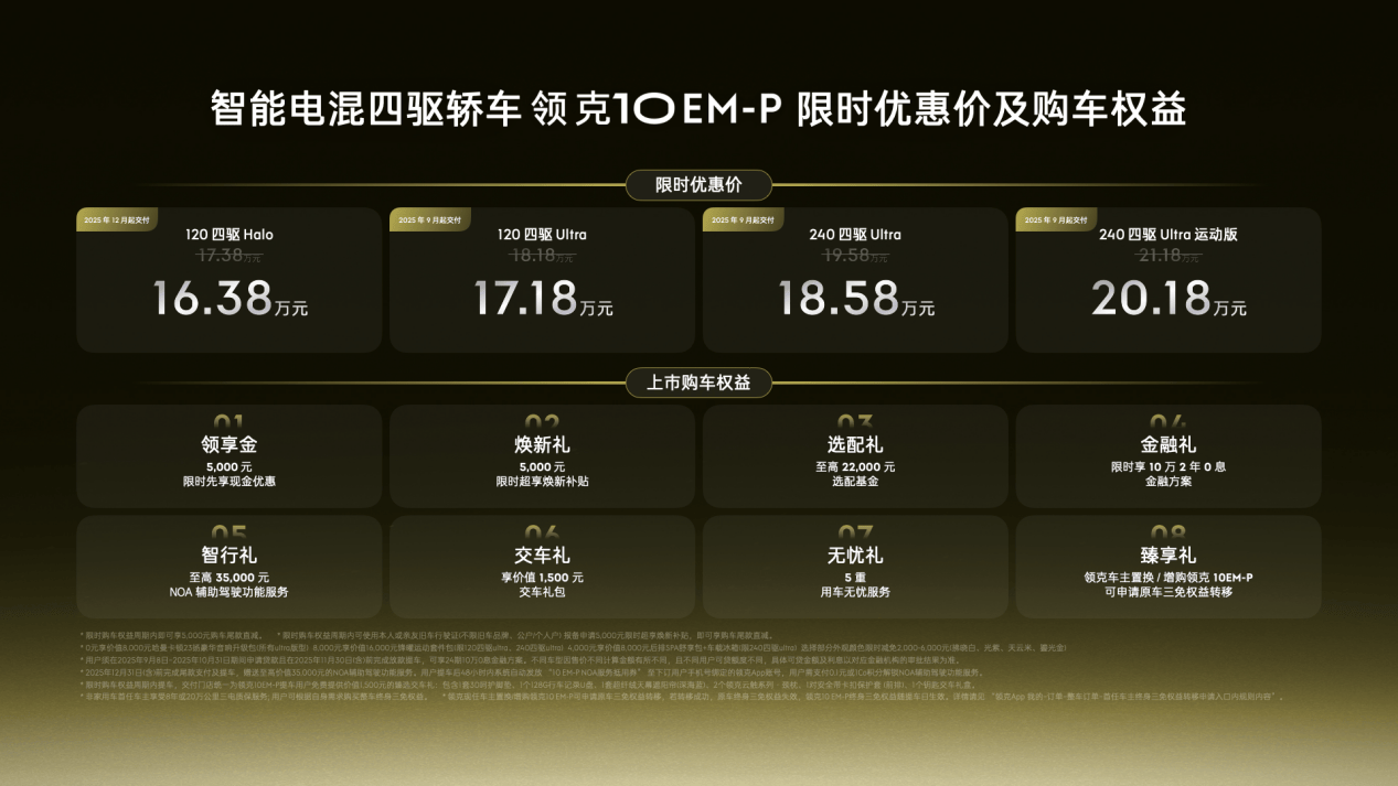 5.1秒加速+1400km续航！领克10 EM-P混动轿车天花板上市，仅16.38万起