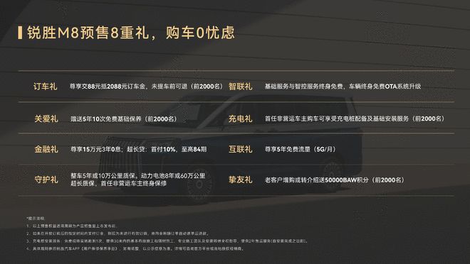 锐胜M8综合续航1420km，16.98万起还送终身保养